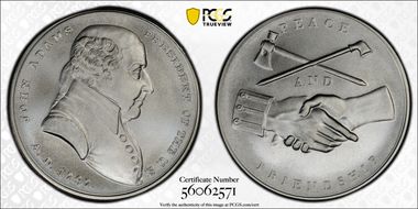(2018) Medal John Adams "1797"  Silver Matte Finish MS70