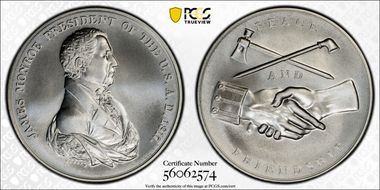 (2019) Medal James Monroe "1817" Silver Matte Finish MS70
