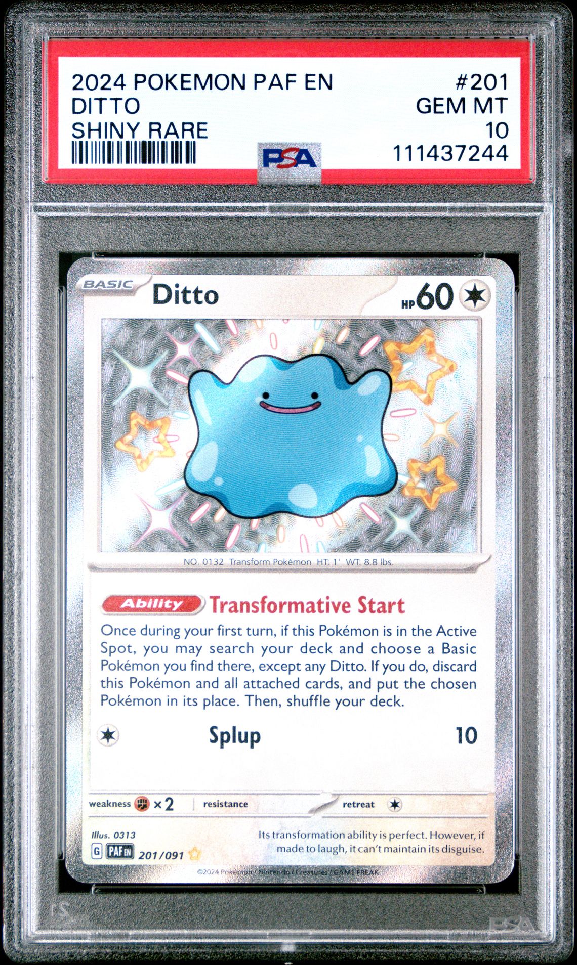2024 Pokemon POKEMON PAF EN-PALDEAN FATES SHINY RARE #201 Ditto front