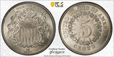 1867 5C Rays MS66