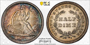 1837 H10C Seated, Large Date MS66