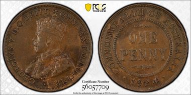 1924 (s) 1D Indian obverse AU53BN