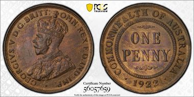 1922 (p) 1D Indian Obverse MS62BN