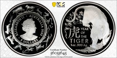 2022 $5 Year of the Tiger Domed PR70DCAM