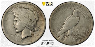 1921 $1 High Relief, Peace N1