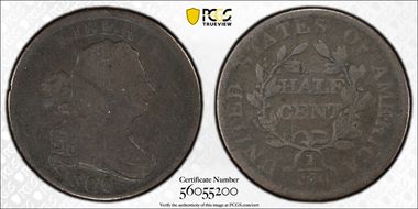 1806 1/2C Small 6, No Stems N1BN