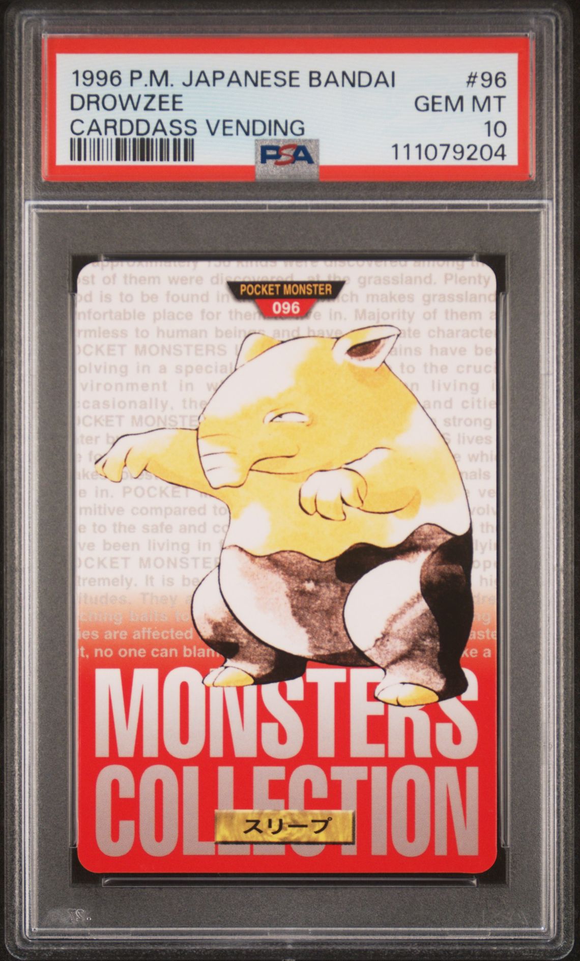 Drowzee card, red version, PSA 10