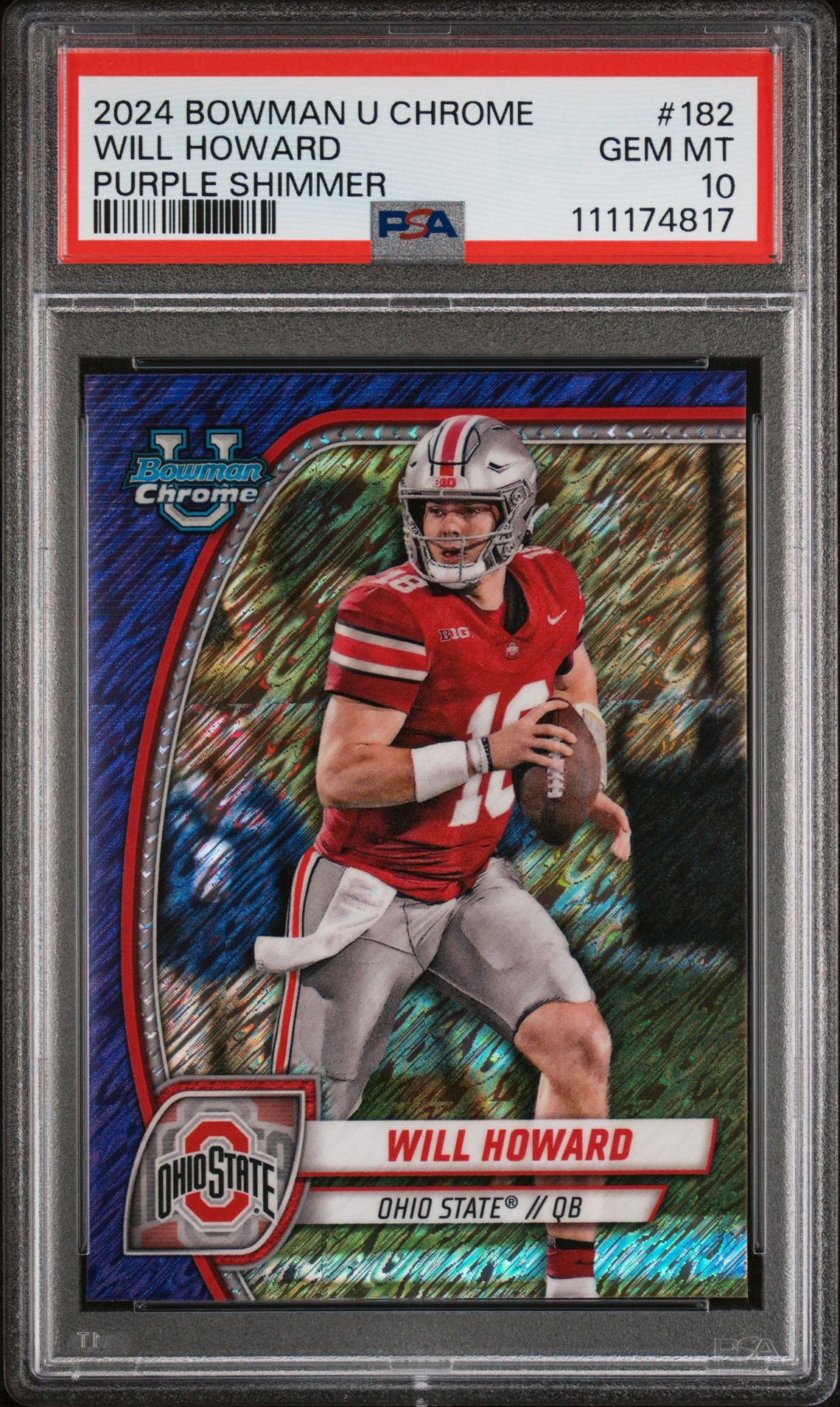 2024 Bowman BOWMAN UNIVERSITY CHROME PURPLE SHIMMER #182 Will Howard front