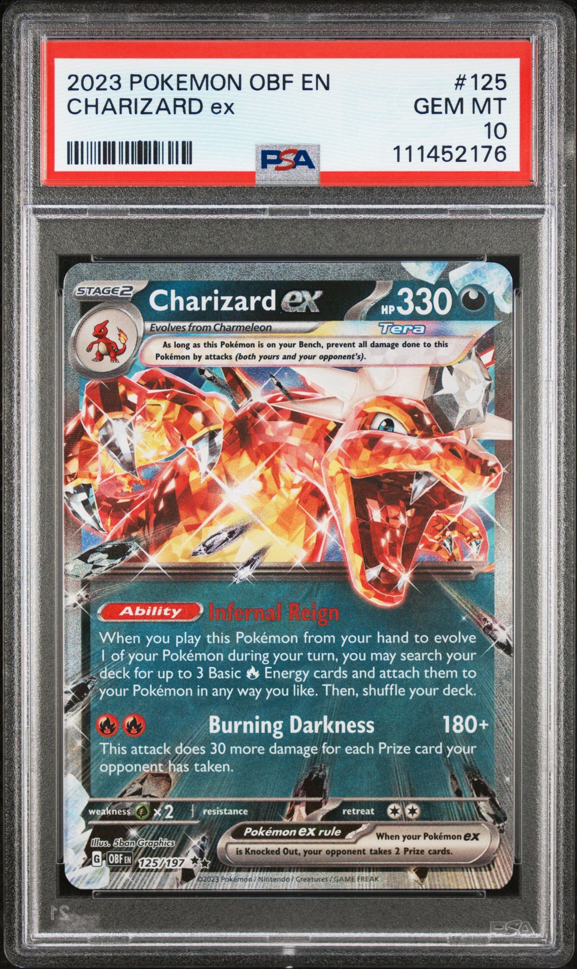 2023 Pokemon Obf En-Obsidian Flames Charizard Ex #125 Gem Mt 10 front