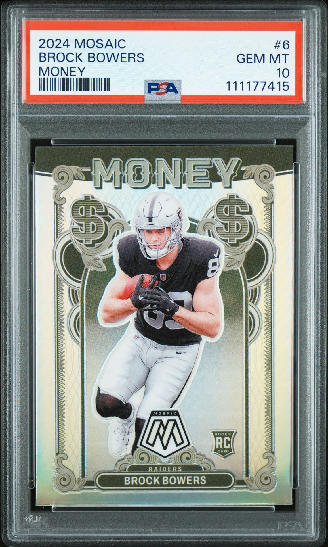 2024 Panini Mosaic Money Brock Bowers #6 Gem Mt 10 front