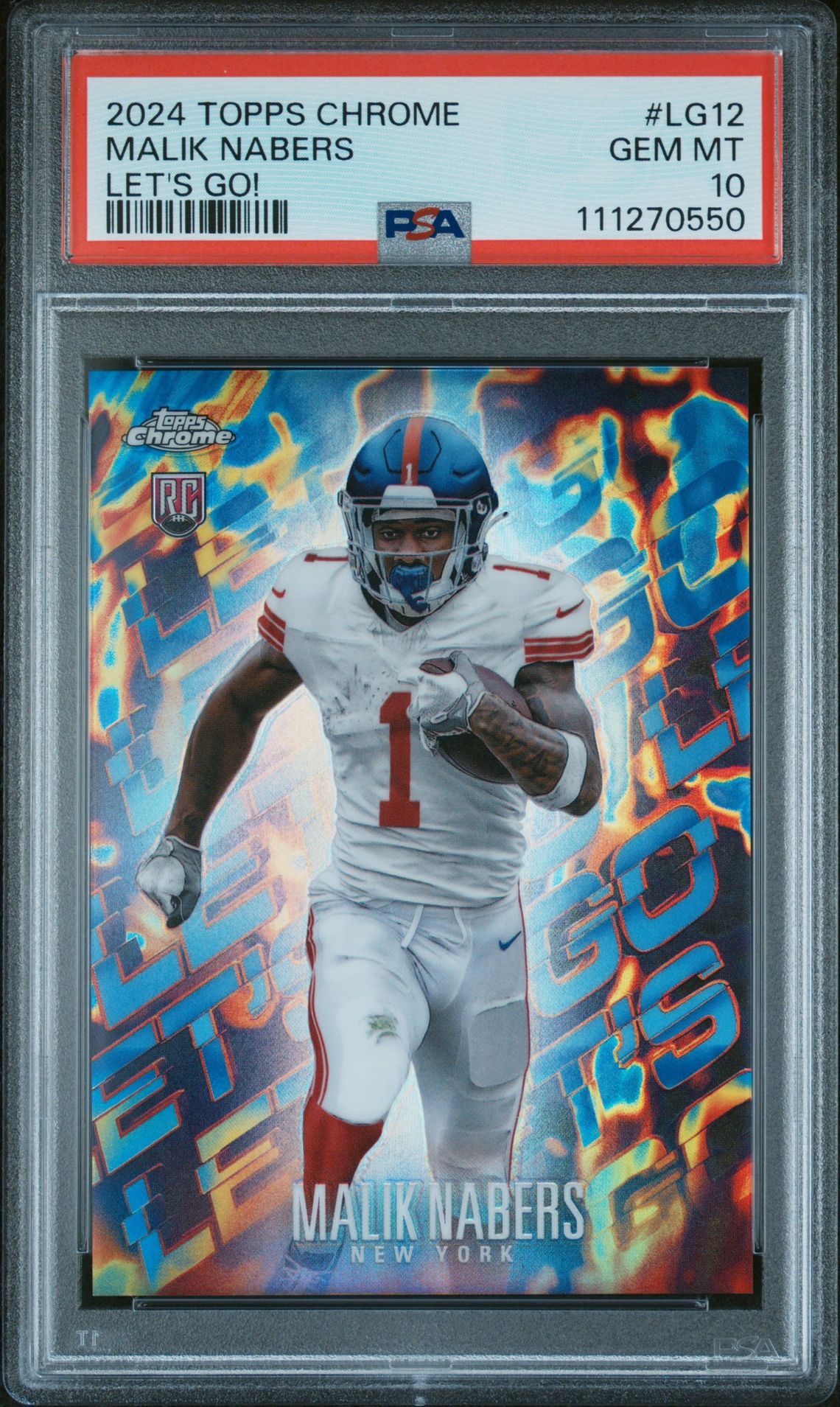 2024 Topps Chrome Let's Go! Malik Nabers #Lg12 Gem Mt 10 front