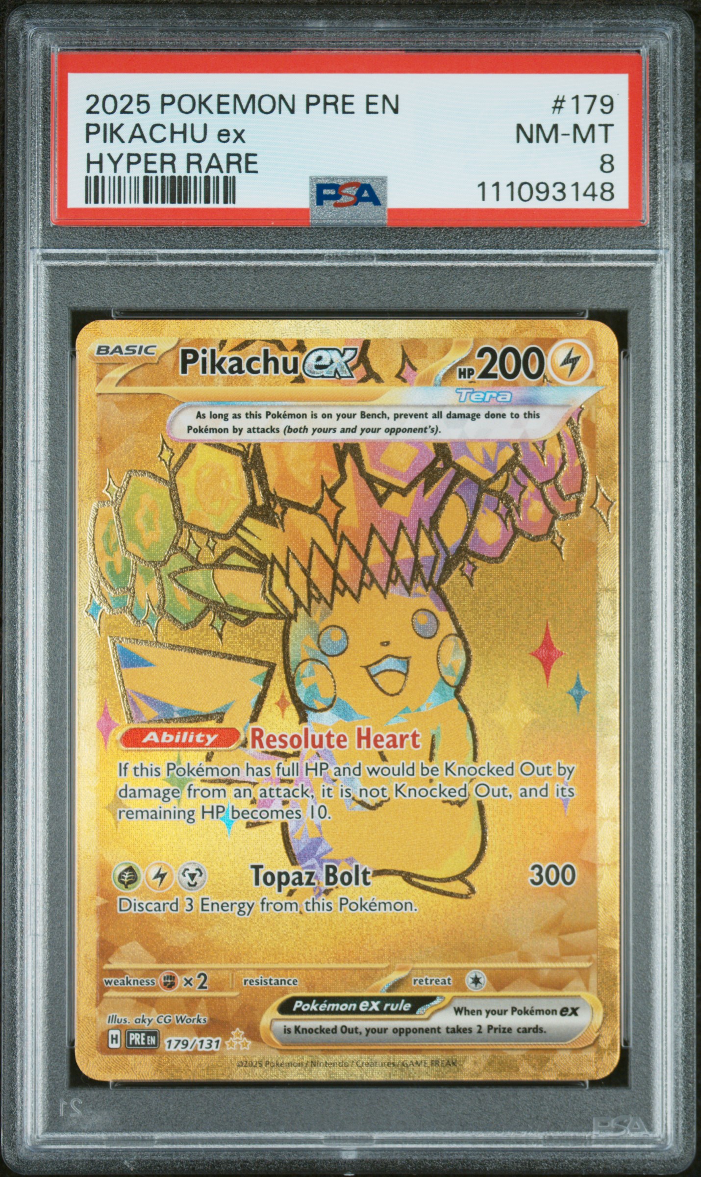 2025 #179 Pikachu EX PSA 8 Pre EN-Prismatic Evolutions