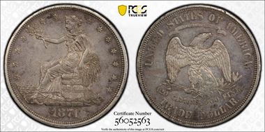 1874-CC T$1 Chopmarked AU50