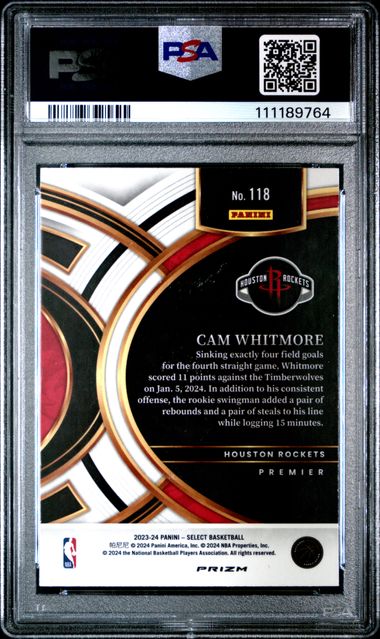 2023 Panini Select Cam Whitmore #118 (Tiger Prizm) Gem Mt 10 back