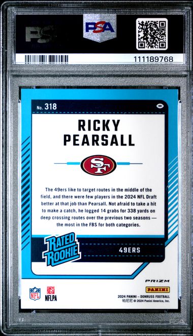 2024 Panini Donruss Ricky Pearsall #318 (Optic Preview-Pink) Gem Mt 10 back