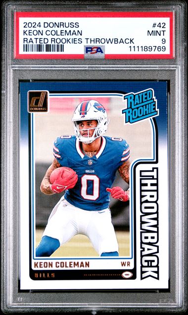2024 Panini Donruss Rated Rookies Throwback Keon Coleman #42 Mint 9 front