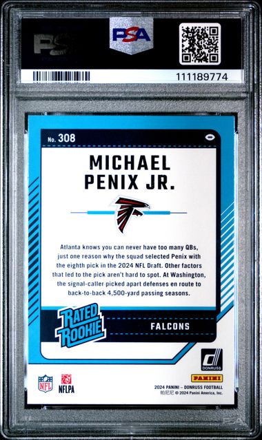 2024 Panini Donruss Michael Penix Jr. #308 Gem Mt 10 back