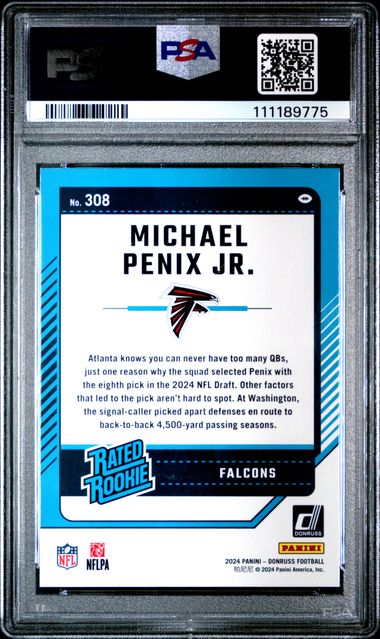 2024 Panini Donruss Michael Penix Jr. #308 Gem Mt 10 back