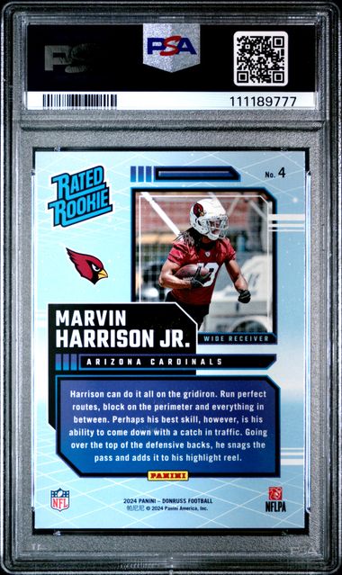 2024 Panini Donruss Rated Rookies Retro Marvin Harrison Jr. #4 Mint 9 back