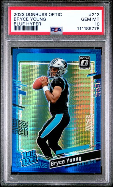 2023 Panini Donruss Optic Bryce Young #213 (Blue Hyper) Gem Mt 10 front