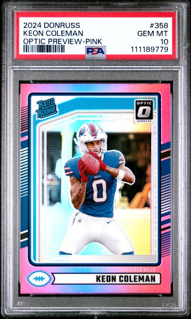 2024 Panini Donruss Keon Coleman #358 (Optic Preview-Pink) Gem Mt 10 front