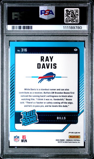 2024 Panini Donruss Ray Davis #316 (Optic Preview-Red Wave) Mint 9 back