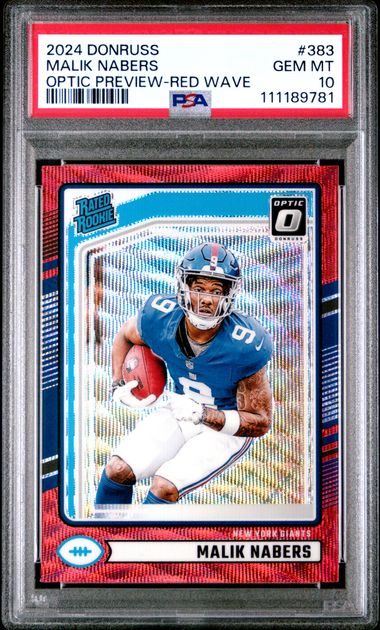 2024 Panini Donruss Malik Nabers #383 (Optic Preview-Red Wave) Gem Mt 10 front