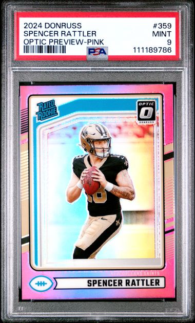 2024 Panini Donruss Spencer Rattler #359 (Optic Preview-Pink) Mint 9 front