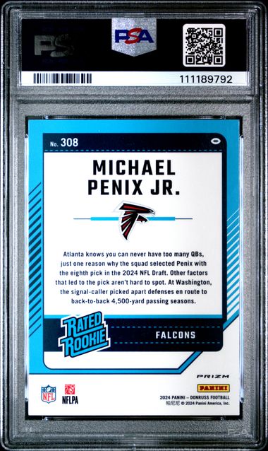 2024 Panini Donruss Michael Penix Jr. #308 (Optic Preview-Pink) Mint 9 back