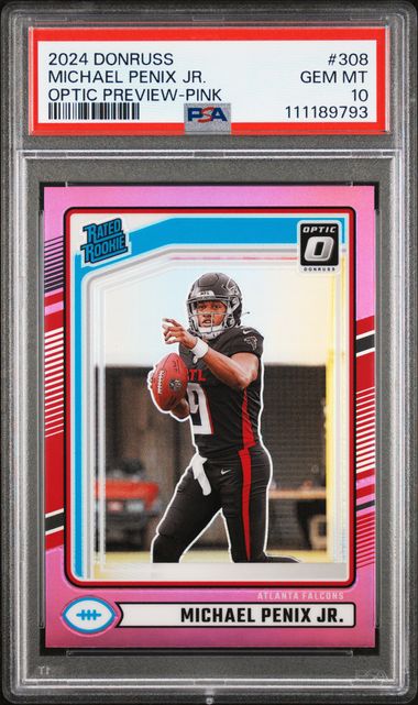 2024 Panini Donruss Michael Penix Jr. #308 (Optic Preview-Pink) Gem Mt 10 front
