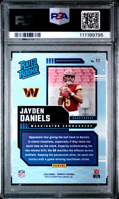 2024 Panini Donruss Rated Rookies Retro Jayden Daniels #11 Mint 9 back