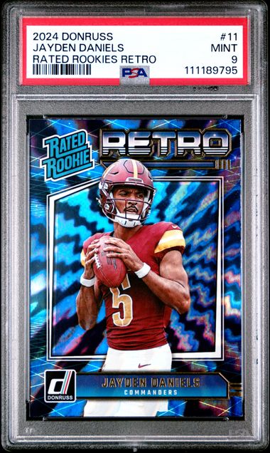 2024 Panini Donruss Rated Rookies Retro Jayden Daniels #11 Mint 9 front