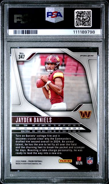 2024 Panini Prizm Jayden Daniels #347 (Silver Prizm) Gem Mt 10 back