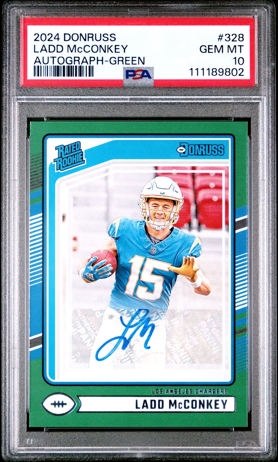 2024 Panini Donruss Ladd Mcconkey #328 (Autograph-Green) Gem Mt 10 front