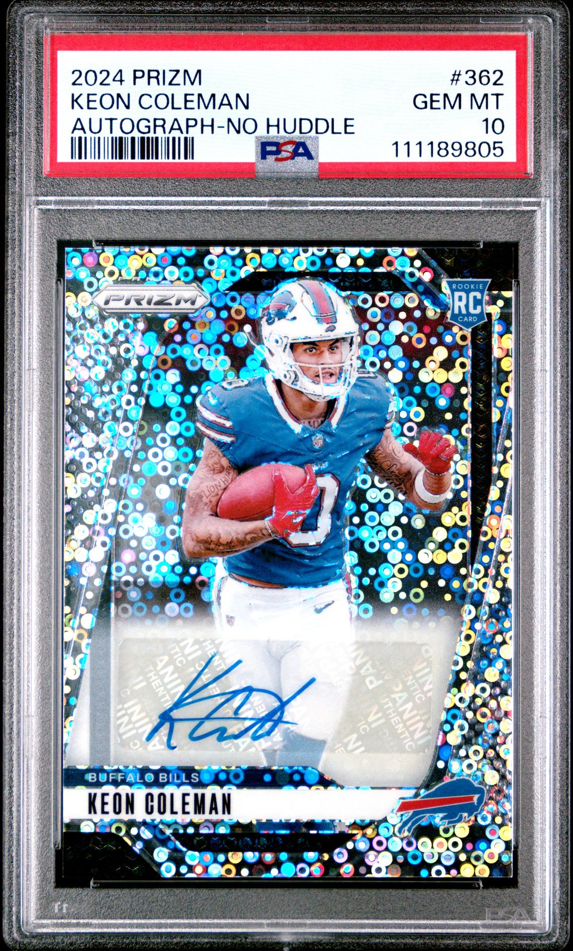 2024 Panini Prizm Keon Coleman #362 (Autograph-No Huddle) Gem Mt 10 front