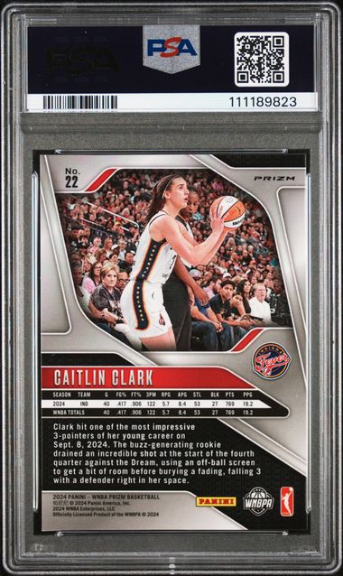 2024 Panini Prizm Wnba Caitlin Clark #22 (Green Prizm) Mint 9 back