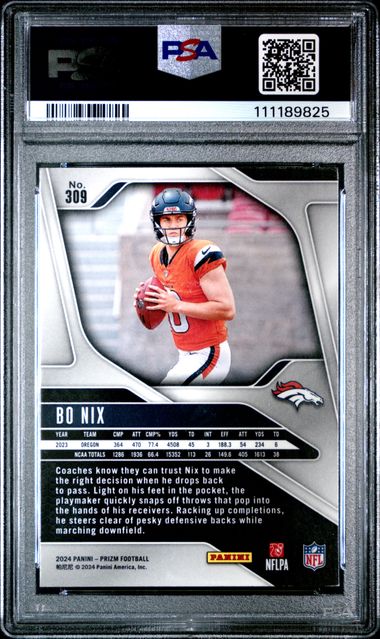 2024 Panini Prizm Bo Nix #309 Mint 9 back