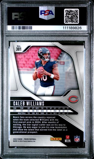 2024 Panini Prizm Caleb Williams #301 Gem Mt 10 back