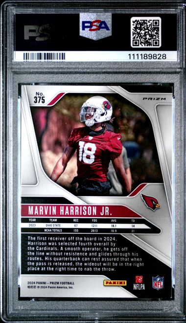 2024 Panini Prizm Marvin Harrison Jr. #375 (Silver Prizm) Mint 9 back