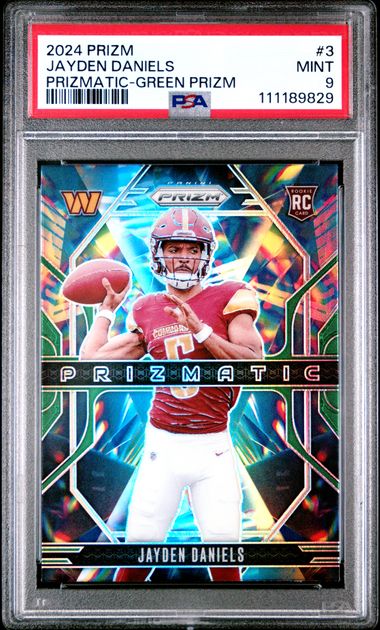 2024 Panini Prizm Prizmatic Jayden Daniels #3 (Prizmatic-Green Prizm) Mint 9 front