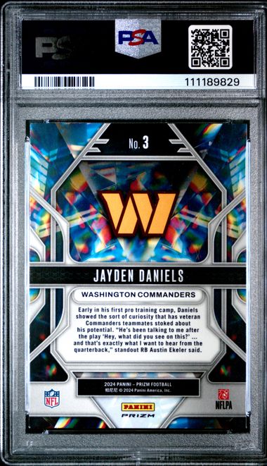 2024 Panini Prizm Prizmatic Jayden Daniels #3 (Prizmatic-Green Prizm) Mint 9 back