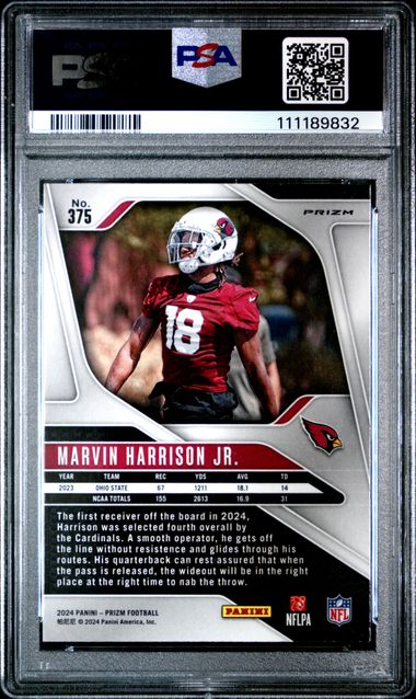 2024 Panini Prizm Marvin Harrison Jr. #375 (Green Wave) Mint 9 back