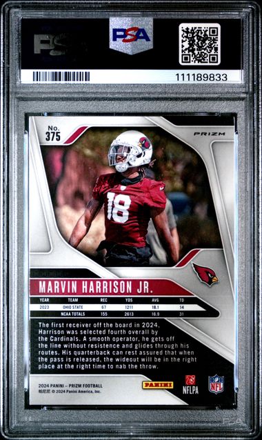 2024 Panini Prizm Marvin Harrison Jr. #375 (Green Prizm) Mint 9 back