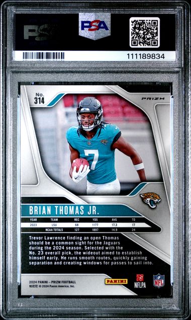 2024 Panini Prizm Brian Thomas Jr. #314 (Red/White/Blue Prizm) Mint 9 back