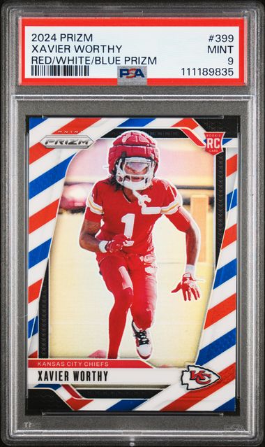 2024 Panini Prizm Xavier Worthy #399 (Red/White/Blue Prizm) Mint 9 front