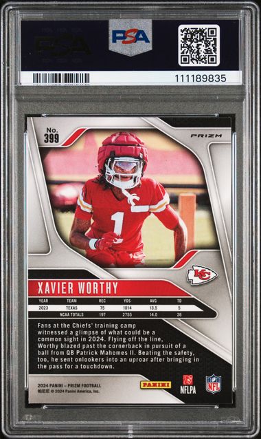 2024 Panini Prizm Xavier Worthy #399 (Red/White/Blue Prizm) Mint 9 back