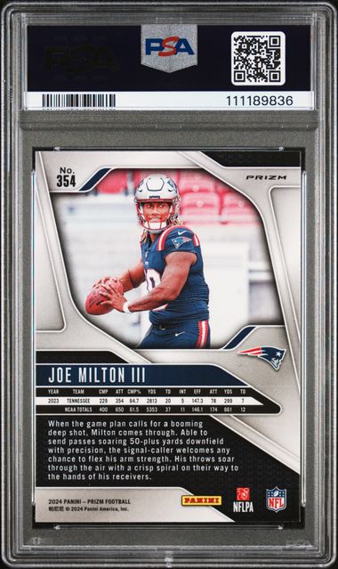 2024 Panini Prizm Joe Milton Iii #354 (Disco Prizm) Mint 9 back