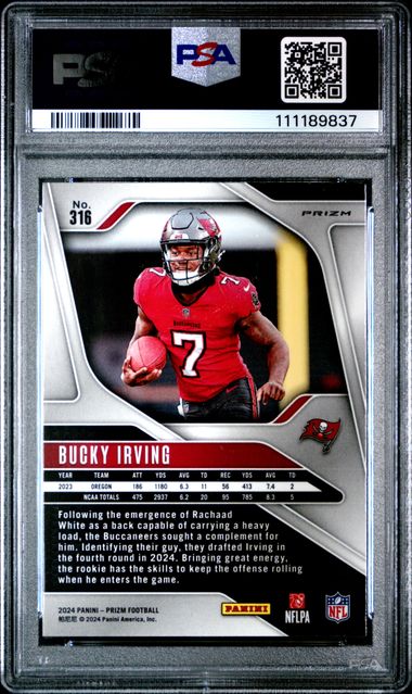 2024 Panini Prizm Bucky Irving #316 (Disco Prizm) Mint 9 back