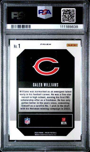 2024 Panini Prizm Emergent Caleb Williams #1 (Emergent-Green Prizm) Gem Mt 10 back