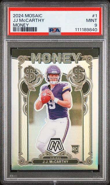 2024 Panini Mosaic Money Jj Mccarthy #1 Mint 9 front